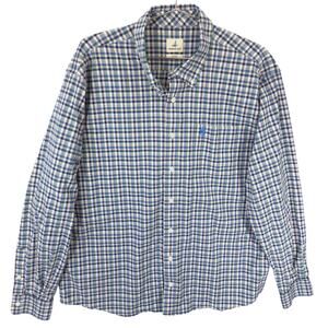 Johnnie O Shirt Mens XL Blue Green Plaid Yellowstone Stretch Oxford Long Sleeve